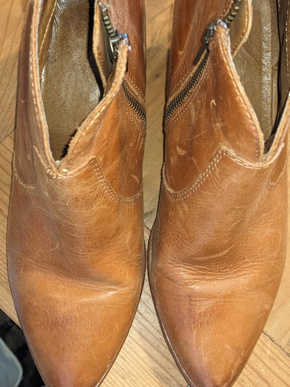 Frye Cognac Brown Leather Ankle Booties - Picture 2 of 9